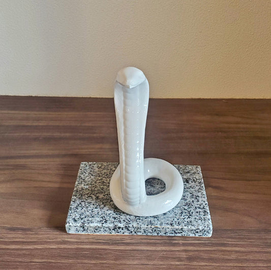 Ceramic Snake Statue on Granite Base – Feng Shui Lucky Sculpture