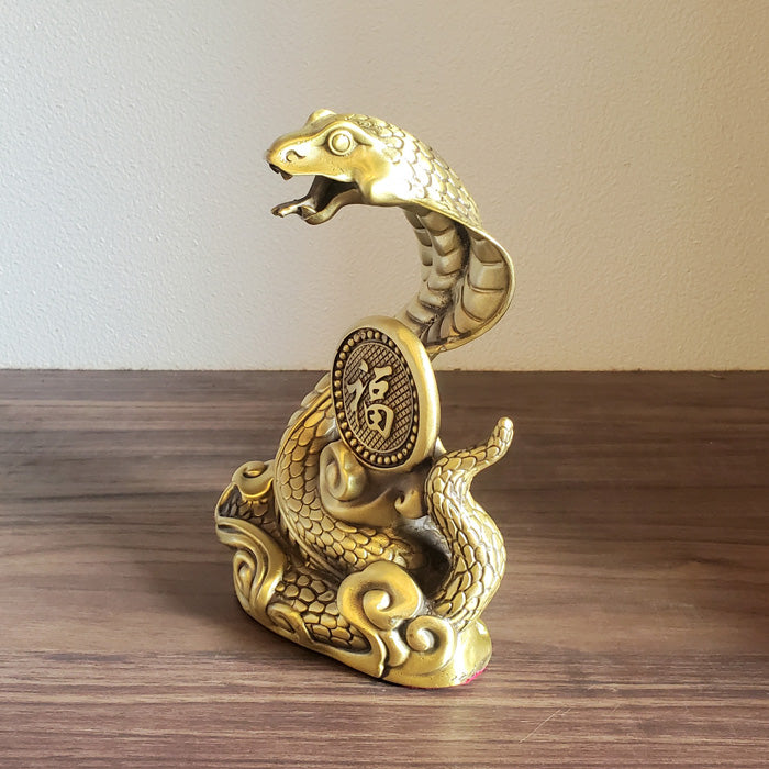 Solid Copper Snake Statue – Lucky Feng Shui Decor | Wealth & Transformation Symbol | Handmade Metal Sculpture