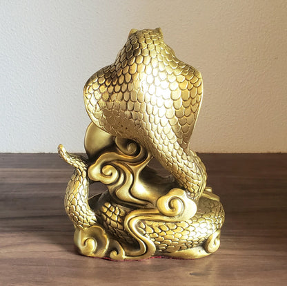 Solid Copper Snake Statue – Lucky Feng Shui Decor | Wealth & Transformation Symbol | Handmade Metal Sculpture