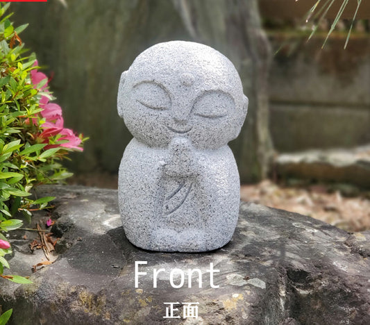 Smiling Jizo Stone Statue  – Granite Garden Sculpture