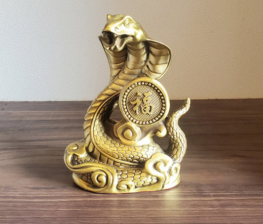 Solid Copper Snake Statue – Lucky Feng Shui Decor | Wealth & Transformation Symbol | Handmade Metal Sculpture