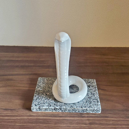 Ceramic Snake Statue on Granite Base – Feng Shui Lucky Sculpture